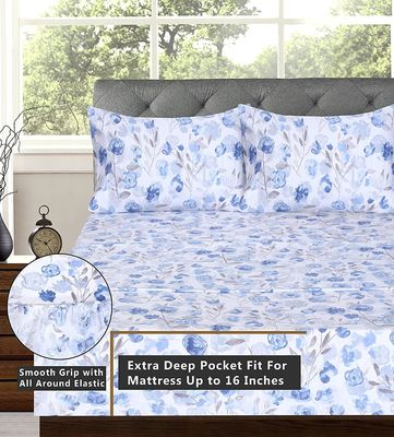 133x72 Woven 100% Cotton Bed Sheets 4 Pcs Bed Sets Organic Cotton Material