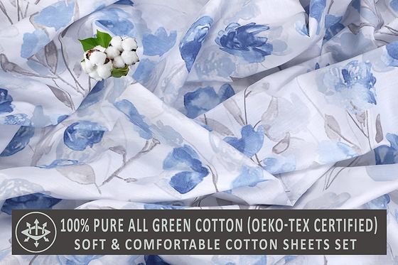 133x72 Woven 100% Cotton Bed Sheets 4 Pcs Bed Sets Organic Cotton Material