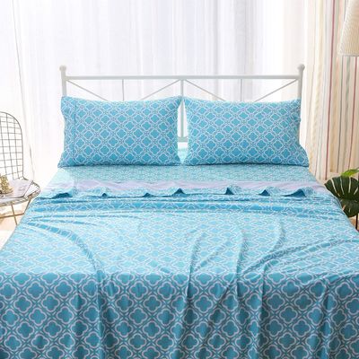 Customized Microfiber Flannel Sheet Set -Luxury Printed 4 Piece Bedding Collection for Hotel