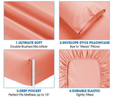 Ultra Thin High Count Bedding Set Soft Sheet 4 Piece Set for Home in Customized Color