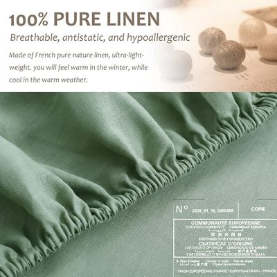Deep Pocket 1.5-2 Kg Luxury Stonewashed French Linen Bed Sheets 3 Pieces Style Luxury