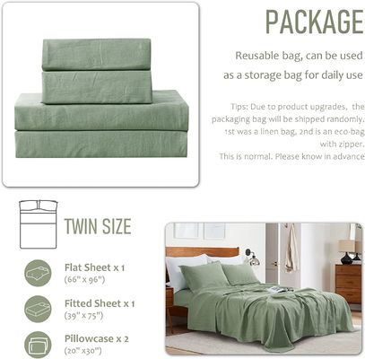 Deep Pocket 1.5-2 Kg Luxury Stonewashed French Linen Bed Sheets 3 Pieces Style Luxury