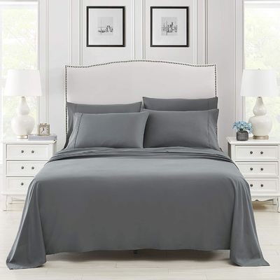 Bed Sheet Solid Pattern Brushed Microfiber Bamboo Bedding Set 6pcs for Bedroom