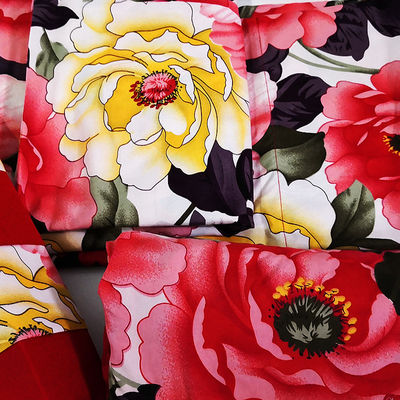 Reactive Printed Floral 100% Polyester Home Textiles Set of Six in Customized Colors