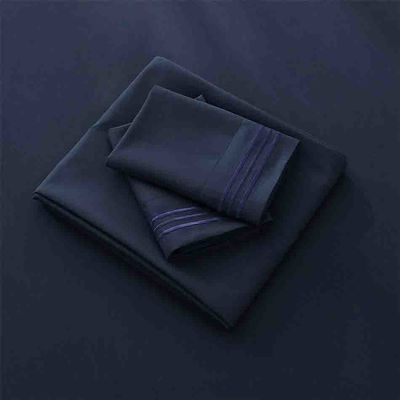 80gsm Microfiber Three Lines Embroidery Bed Sheet Set 4pcs for Bedroom