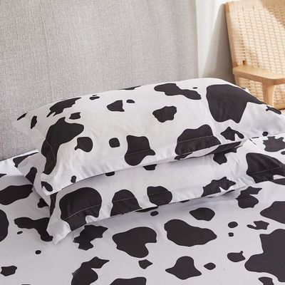 Full Size Cow Sheet Set 4PCS 1800 Thread Count Black White Cow Sheets with Deep Pockets