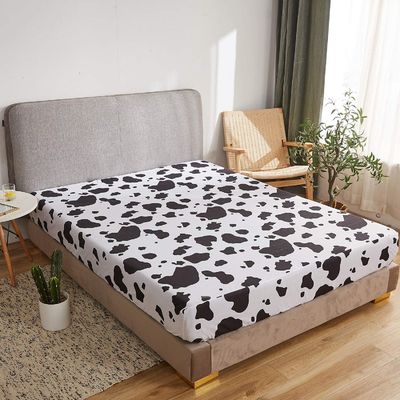 Full Size Cow Sheet Set 4PCS 1800 Thread Count Black White Cow Sheets with Deep Pockets