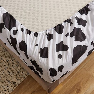Full Size Cow Sheet Set 4PCS 1800 Thread Count Black White Cow Sheets with Deep Pockets