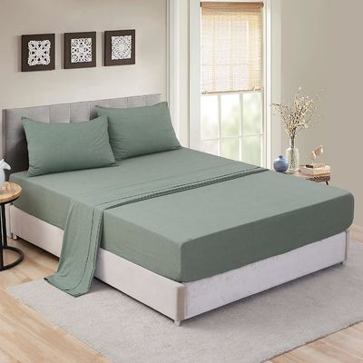 Non-Filling 100% Washed Cotton 4 Piece Bed Sheets for a Relaxing Sleep