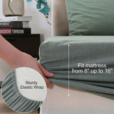 Non-Filling 100% Washed Cotton 4 Piece Bed Sheets for a Relaxing Sleep