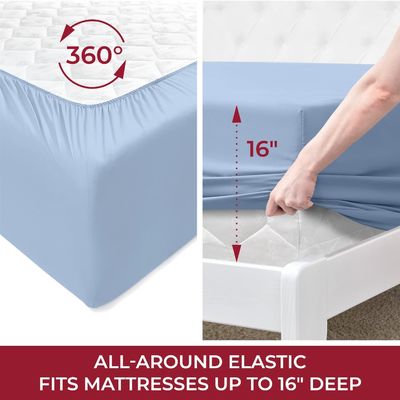 Solid Pattern Luxury 1800 Bedding Sheets Pillowcases Extra Soft Cooling Bed Sheets