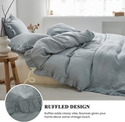100TC Washed French Linen Duvet Cover Set Sustainable Anti Bacteria