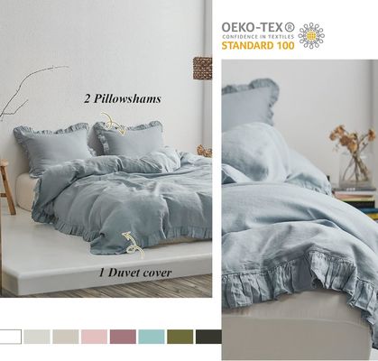 100TC Washed French Linen Duvet Cover Set Sustainable Anti Bacteria