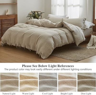 Solid Color 100% Linen Duvet Cover Set 3pcs Customizable Design